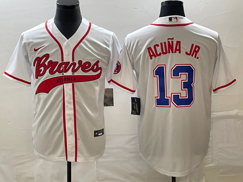 Men's Atlanta Braves Ronald Acuna Jr. #13 White Jersey Joint Edition